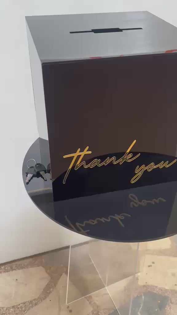 Bivarts Premium Siyah Kişiye Özel Düğün Takı ve Zarf Kutusu