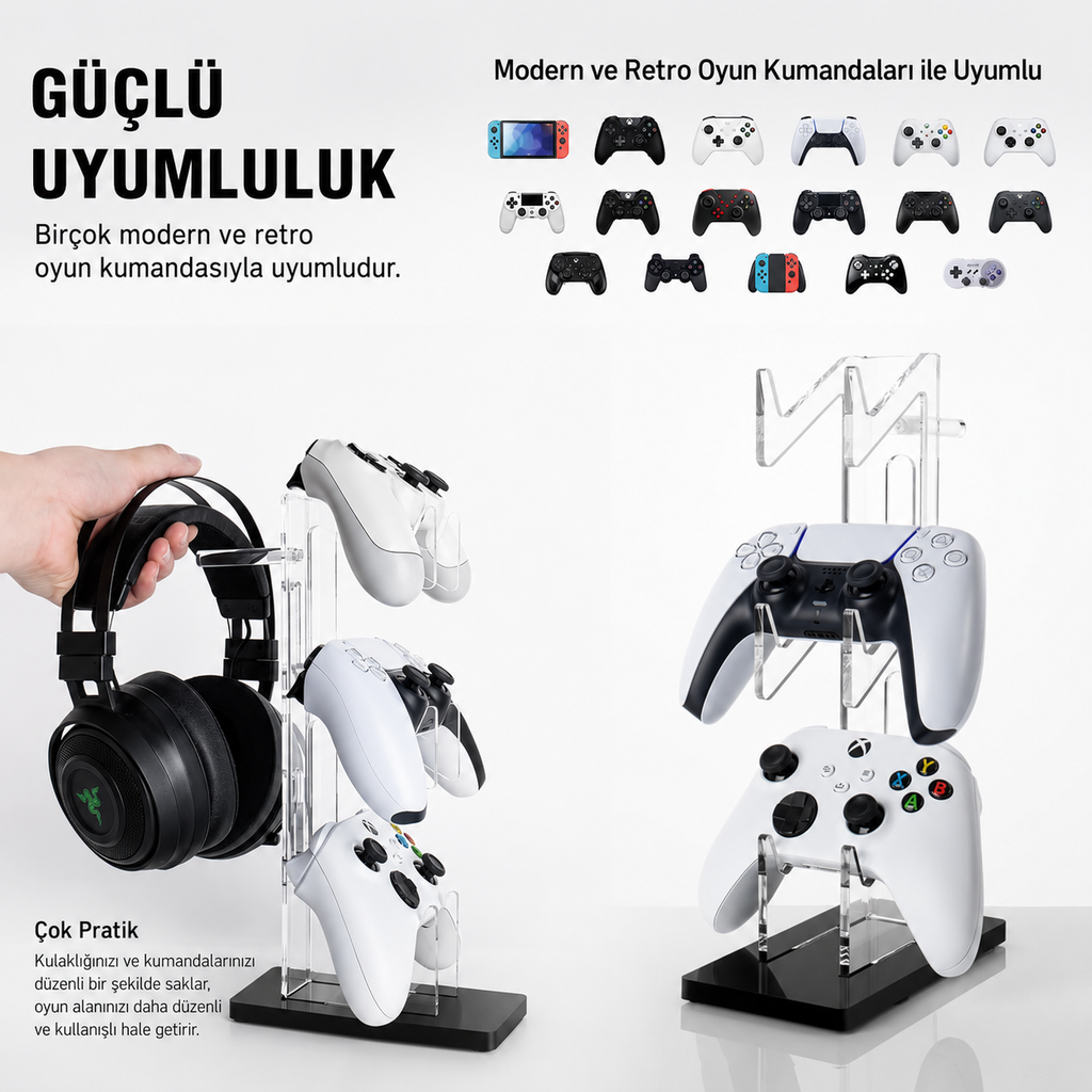Yonzer Masaüstü Kulaklık ve Oyun Kumandası Standı