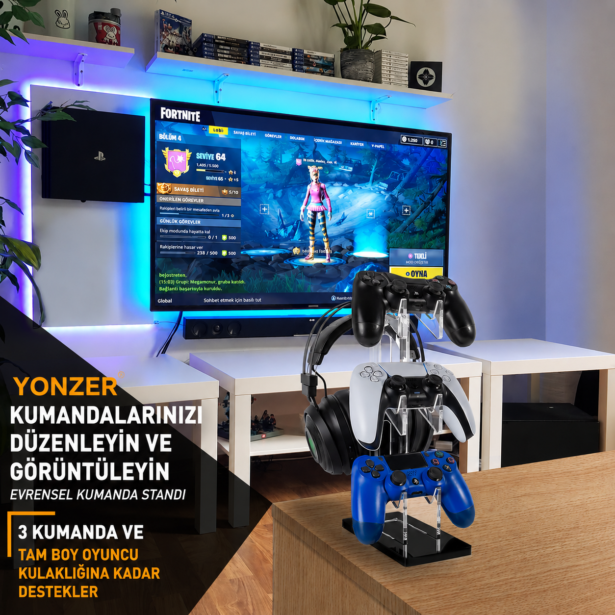 Yonzer Masaüstü Kulaklık ve Oyun Kumandası Standı